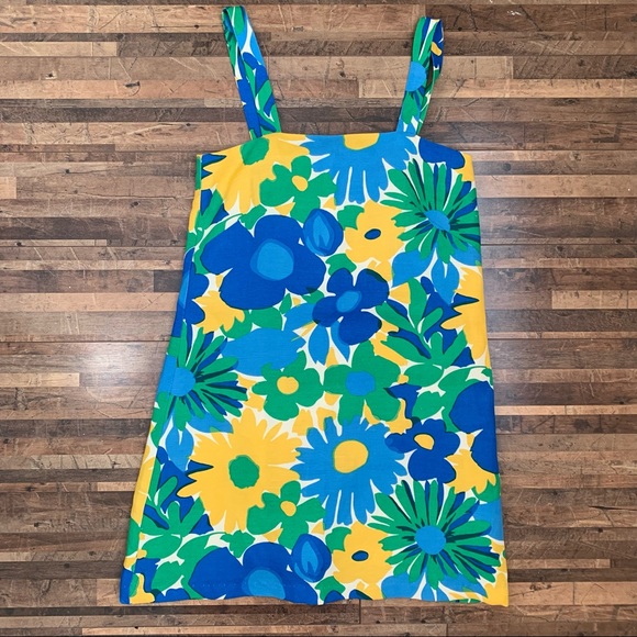 J. Crew Morning Floral Shift Mini Dress Green Yellow Sz 00 - Picture 14 of 16